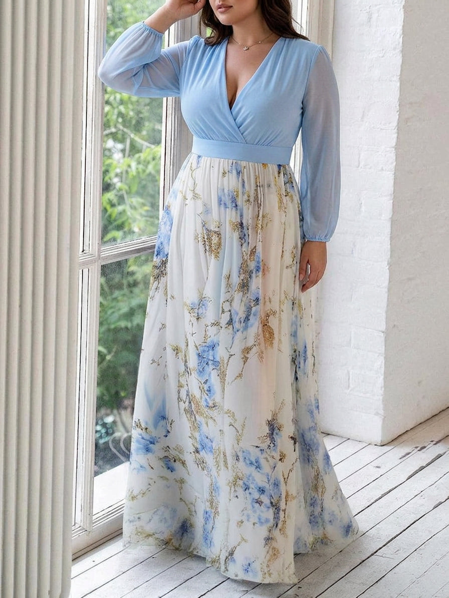 Dahlia - Women's Floral Print V-Neck Maxi Dress - photo 3