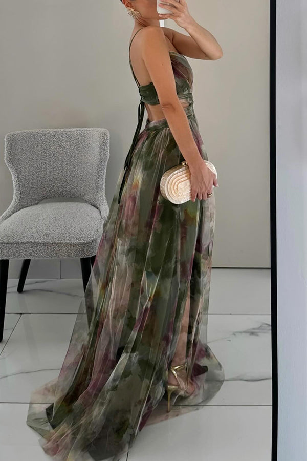 Women's Wedding Guest Floral Maxi Dress with Pleated Skirt - photo 8