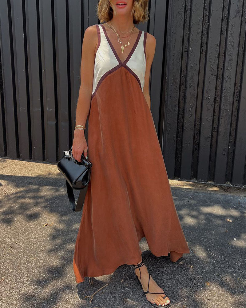 Lara - Chic V-neck contrasting color dress - photo 13