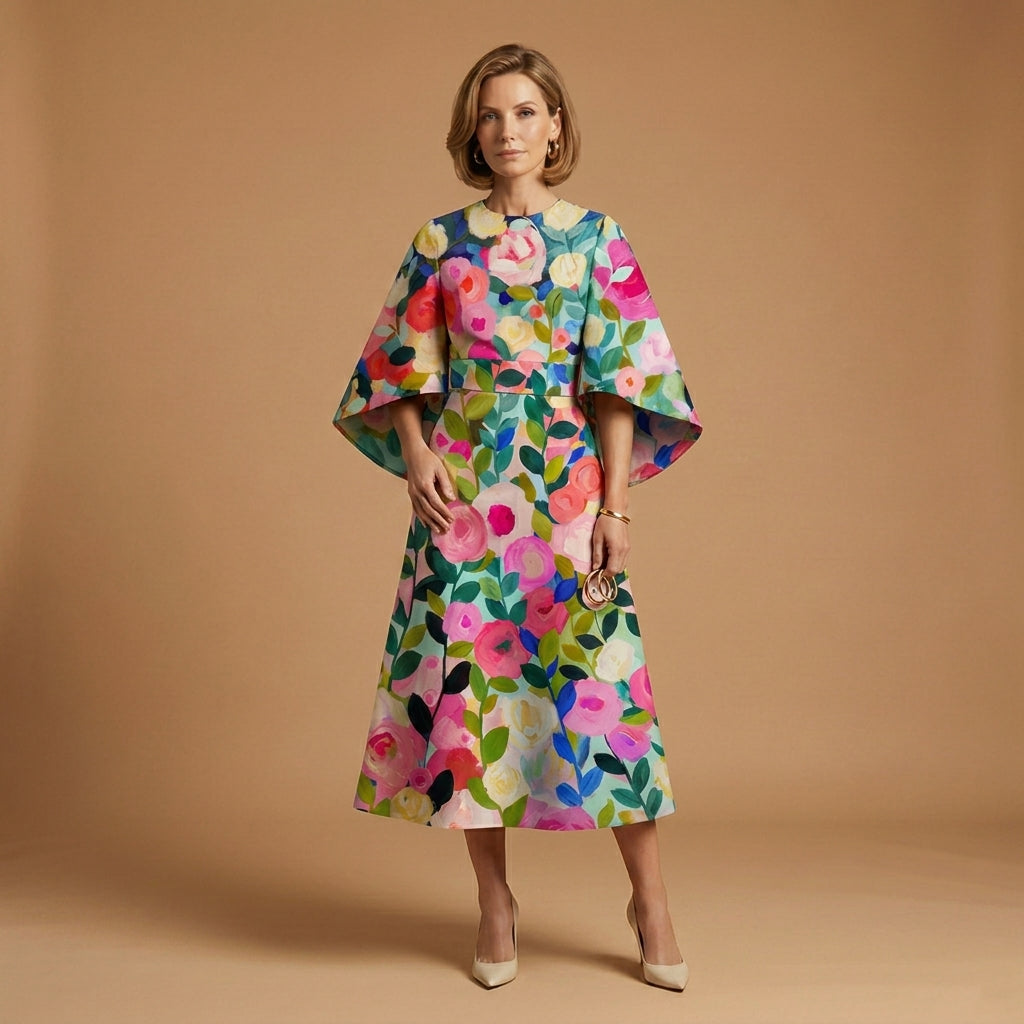 Lourmarin - Women's Round Neck Tailored Midi Dress - photo 3