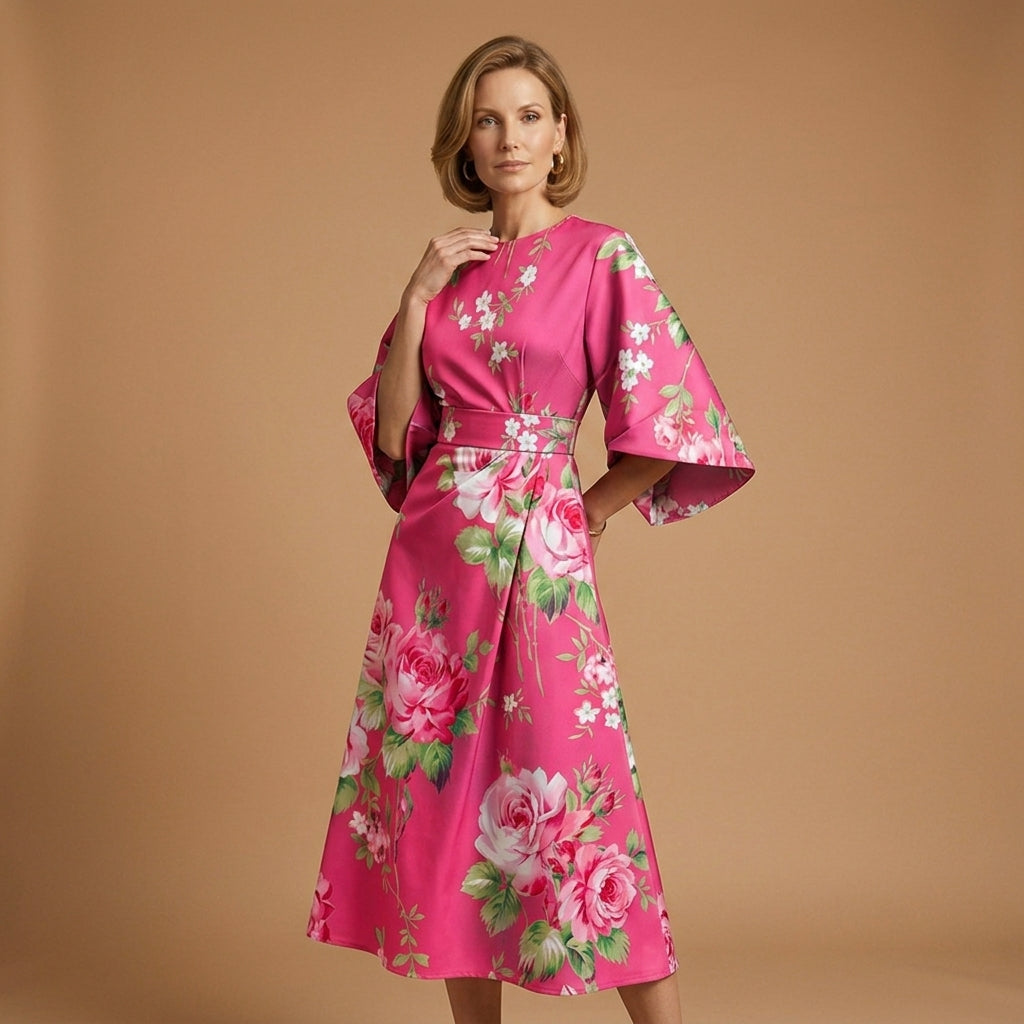 Lourmarin - Women's Round Neck Tailored Midi Dress - photo 6