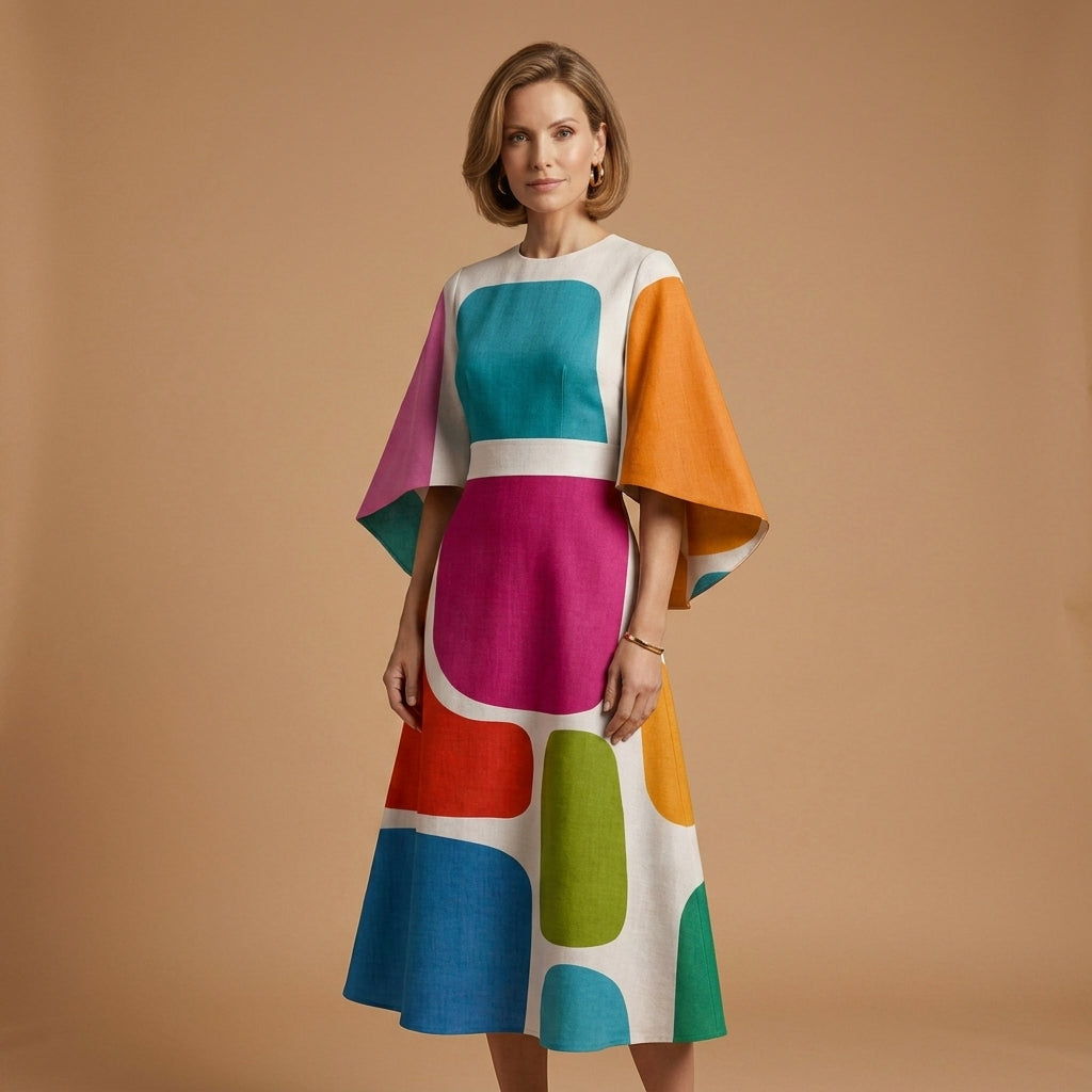 Lourmarin - Women's Round Neck Tailored Midi Dress - photo 5