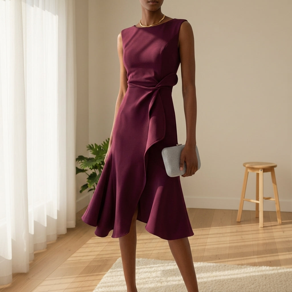 Positano - Women's Draped Asymmetric Midi Dress - photo 6