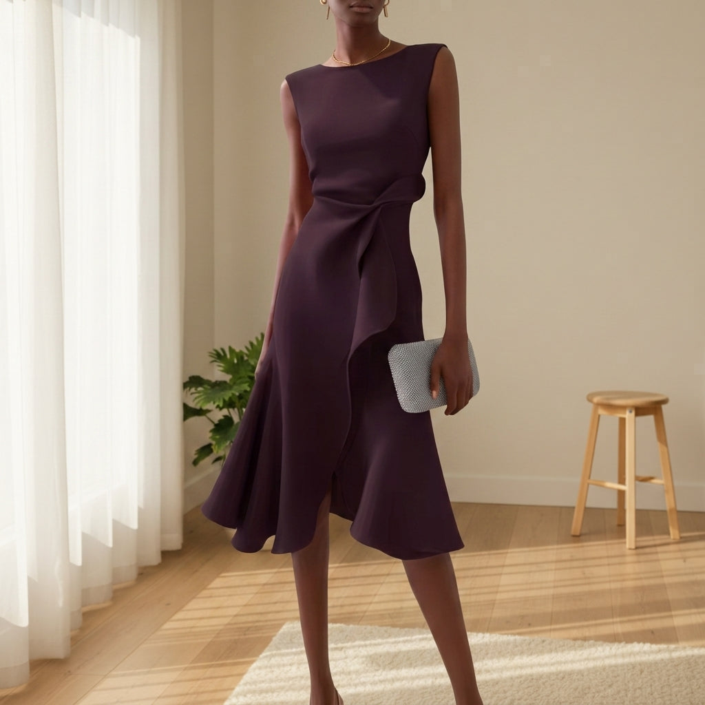 Vesta - Women's Draped Asymmetric Midi Dress - photo 11