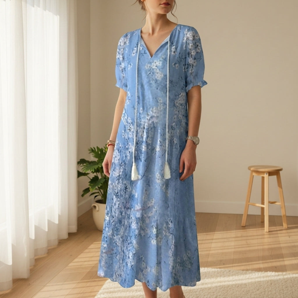 Cortina - Women's Tassel Tie-Front Boho Maxi Dress - photo 4