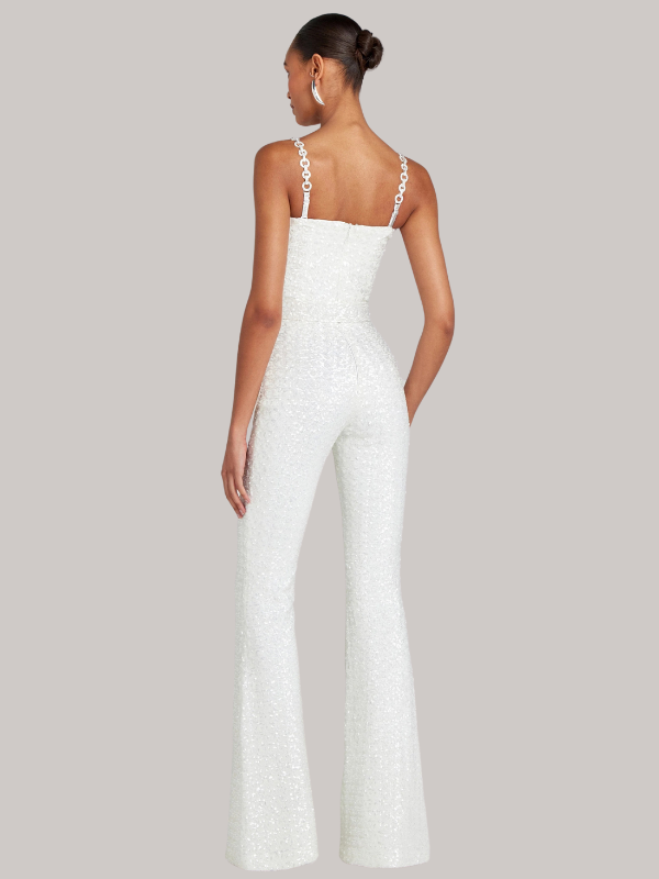 Elizabeth - Women’s Strapless Glitter Jumpsuit with Waist Belt - photo 7