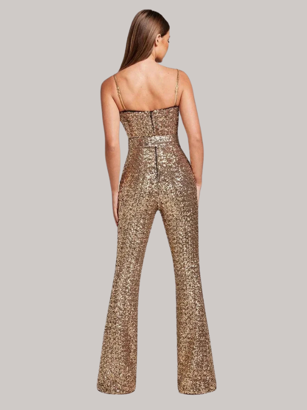 Elizabeth - Women’s Strapless Glitter Jumpsuit with Waist Belt - photo 10