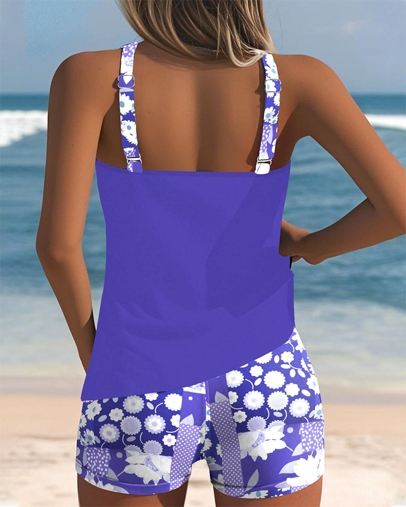 Women's Printed Tankini Set with Matching Swim Shorts - photo 4