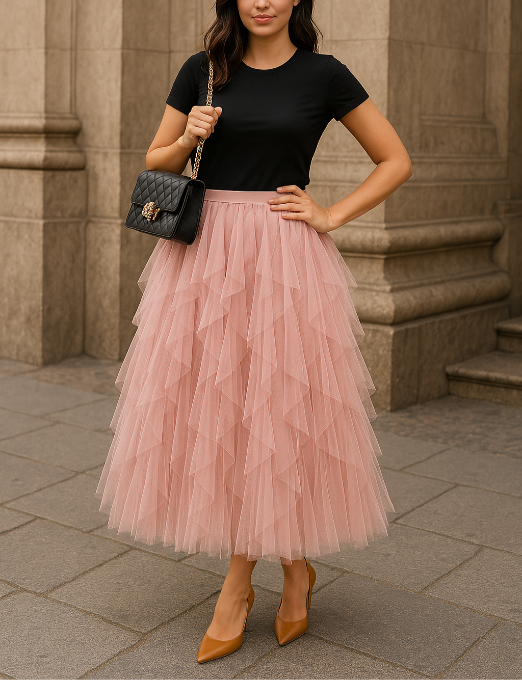 Women's Layered Tulle Midi Skirt - photo 3