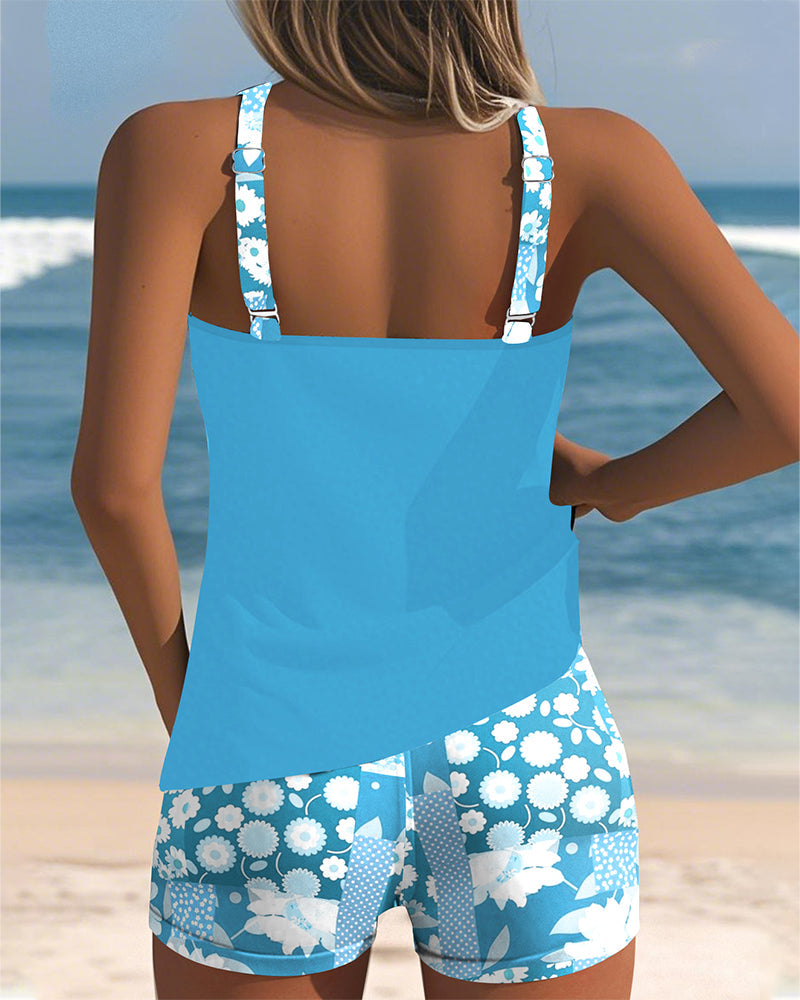 Women's Printed Tankini Set with Matching Swim Shorts - photo 8