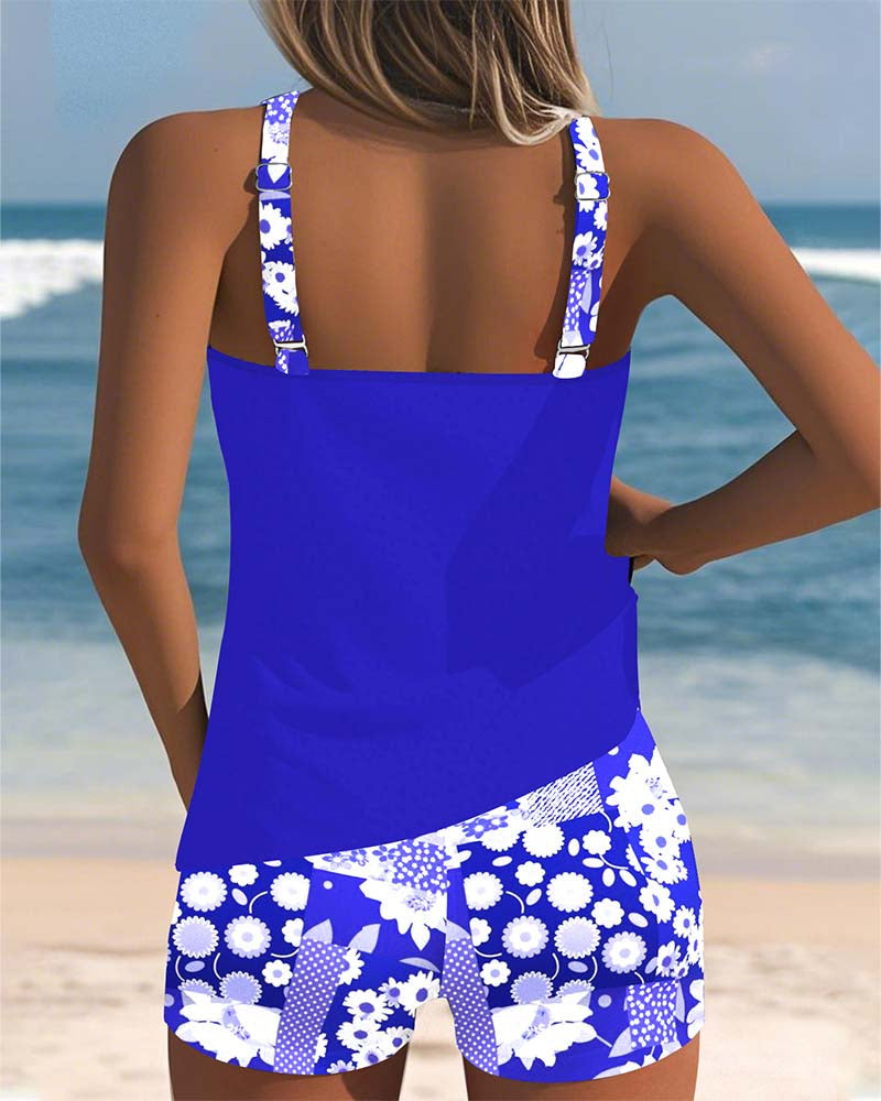 Women's Printed Tankini Set with Matching Swim Shorts - photo 10