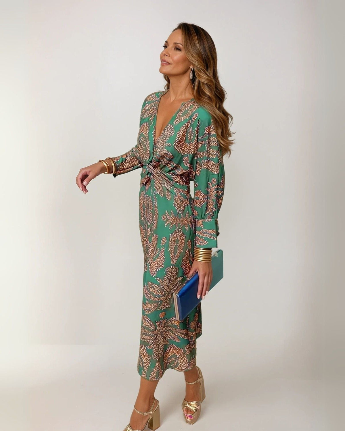 Rose - Women's Wedding Guest Midi Dress with Tie Waist - photo 3