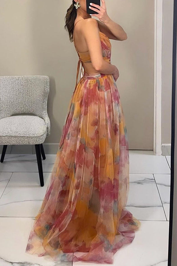 Women's Wedding Guest Floral Maxi Dress with Pleated Skirt - photo 5