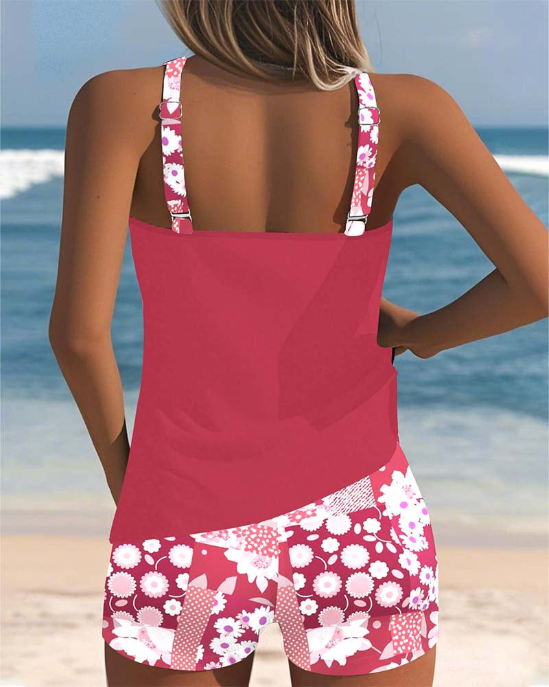 Women's Printed Tankini Set with Matching Swim Shorts - photo 2