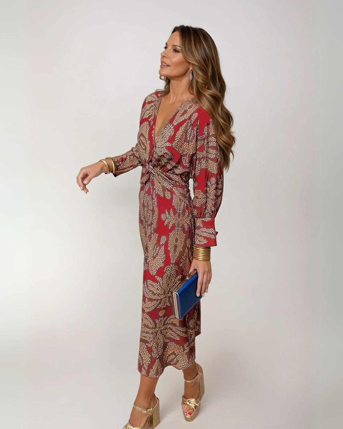 Rose - Women's Wedding Guest Midi Dress with Tie Waist - photo 4