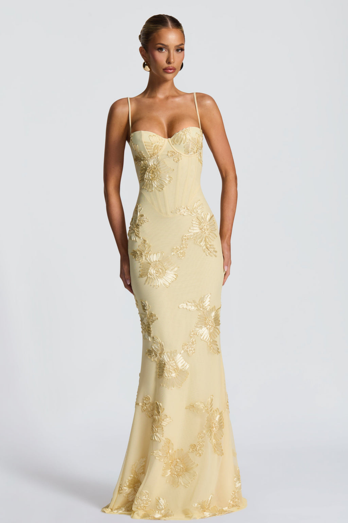 Women's Wedding Guest Floral Sheath Maxi Dress with Lace-Up Back - photo 2