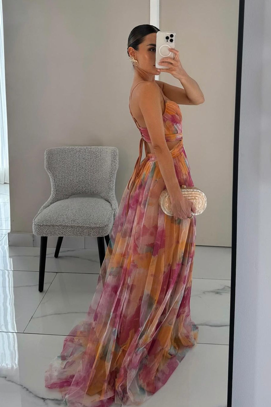 Women's Wedding Guest Floral Maxi Dress with Pleated Skirt - photo 3