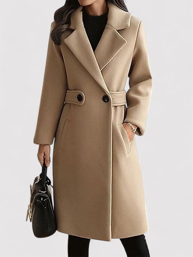 Mirella - Women's Wool Blend Coat with Belt