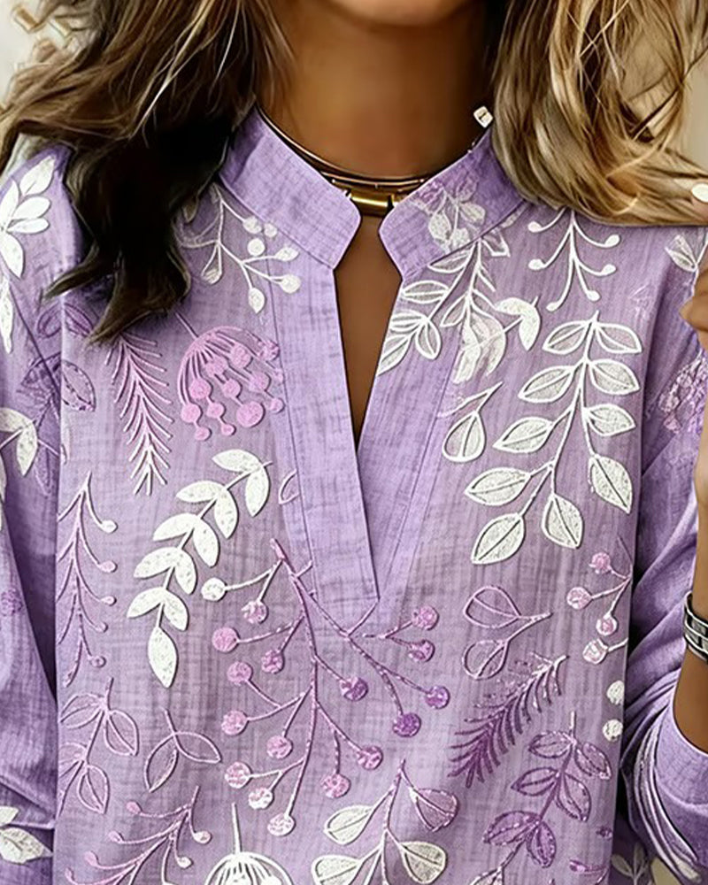 Women's Lightweight V-Neck Blouse with Pastel Floral Print - photo 3