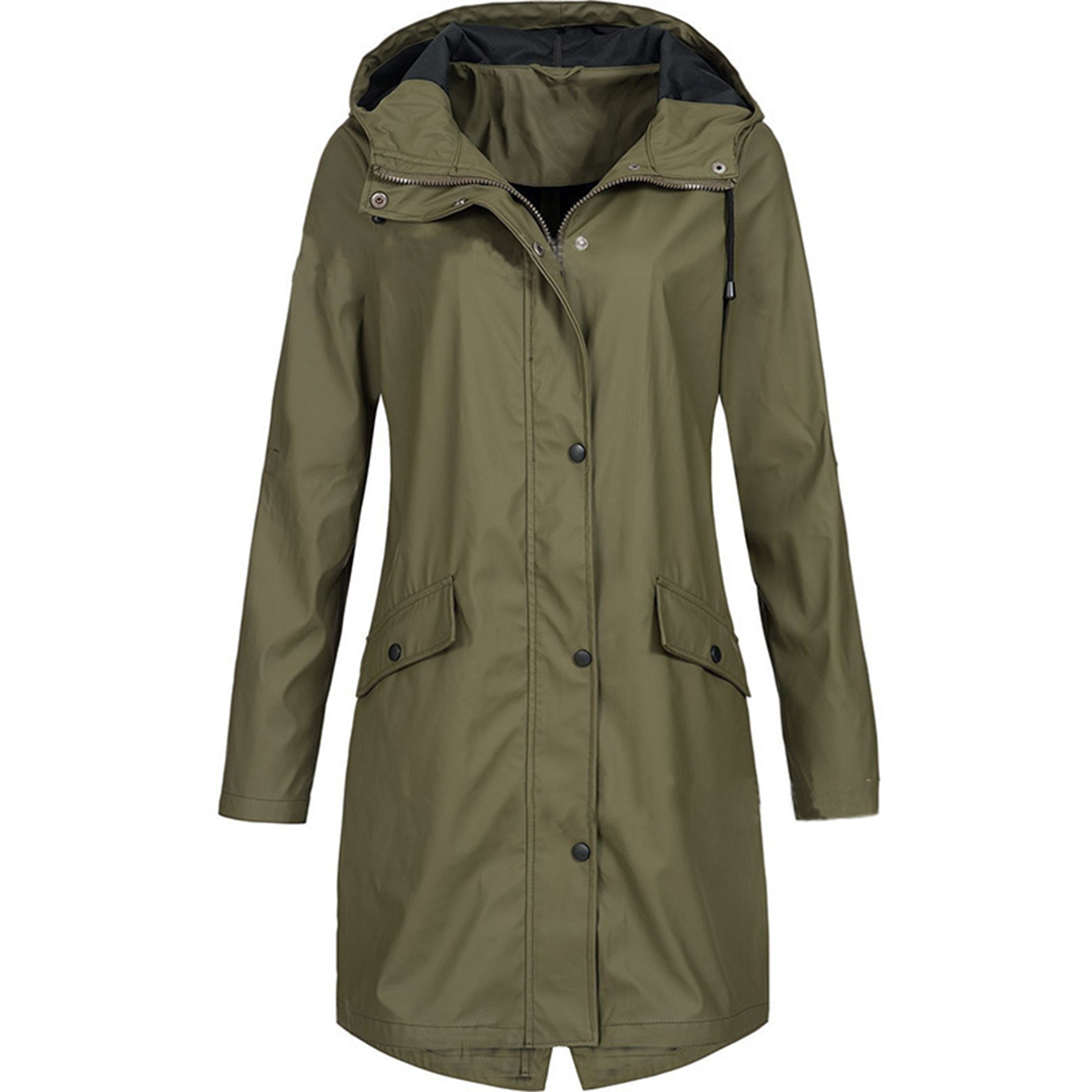 Women's Longline Waterproof Hooded Rain Jacket - photo 2