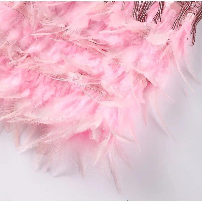 Elegant Feather Mini Dress with Flattering Fit - photo 9
