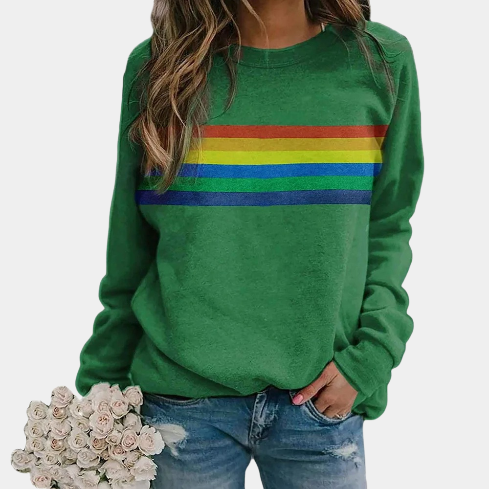 Daisy - Rainbow Stripe Crewneck Sweatshirt - photo 2