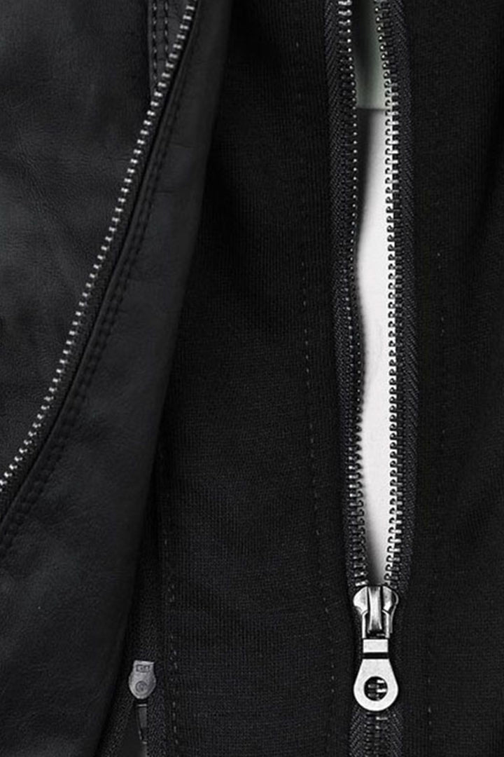 Women's Zip Up Hooded Jacket with Sleek Leather Look Finish - photo 13