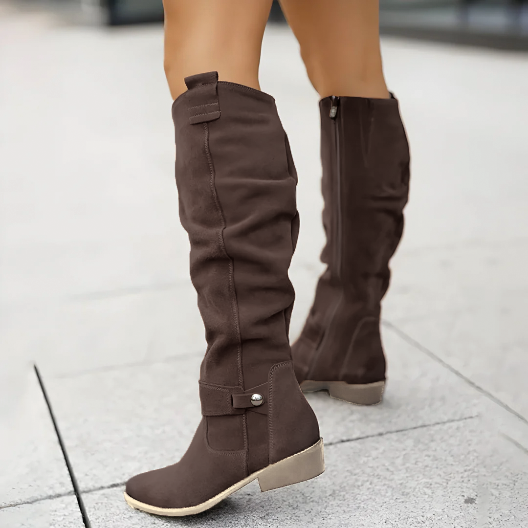 Women's Suede Knee High Boots - photo 5