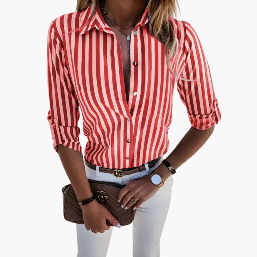 Ilse - Women's Striped Blouse with Vertical Stripe