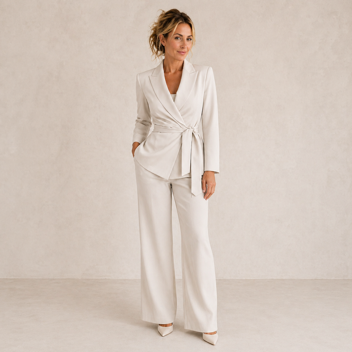 Women's Two-Piece Jacket and Wide-Leg Trouser Set - photo 4