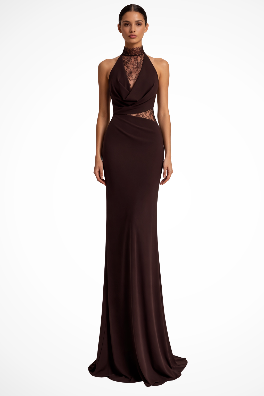 Women's Halter Neck Lace Maxi Dress Wedding Guest - photo 1
