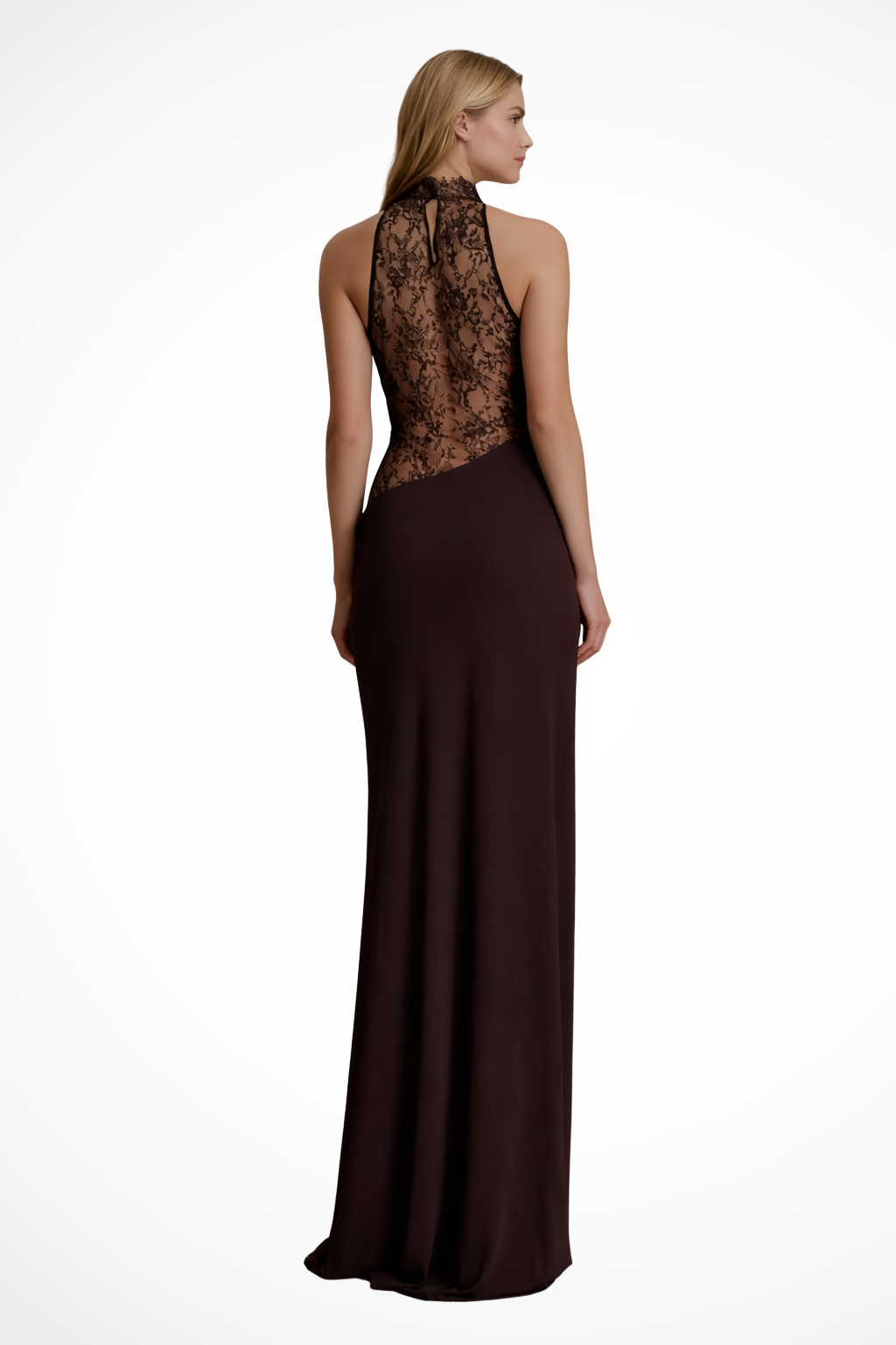 Women's Halter Neck Lace Maxi Dress Wedding Guest - photo 4