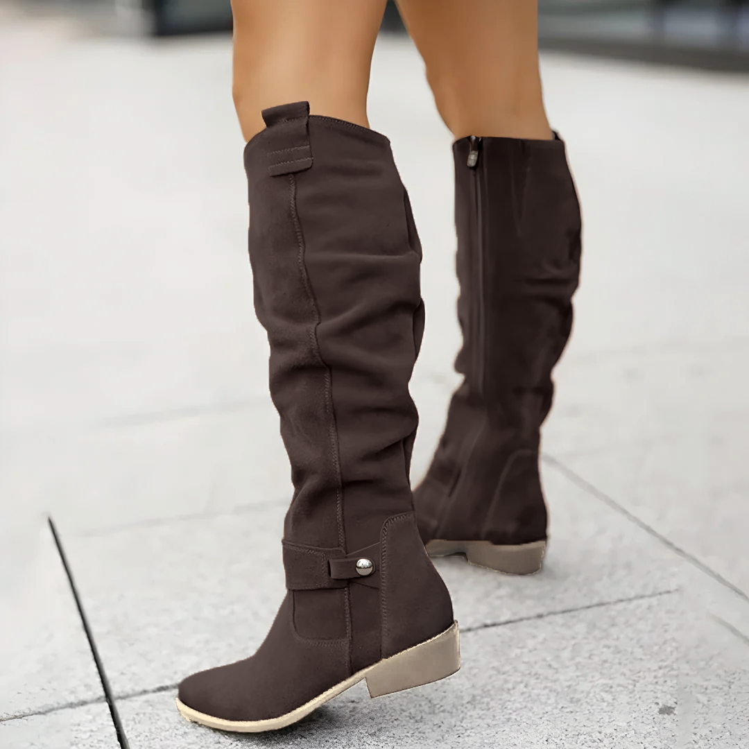Women's Suede Knee High Boots - photo 8