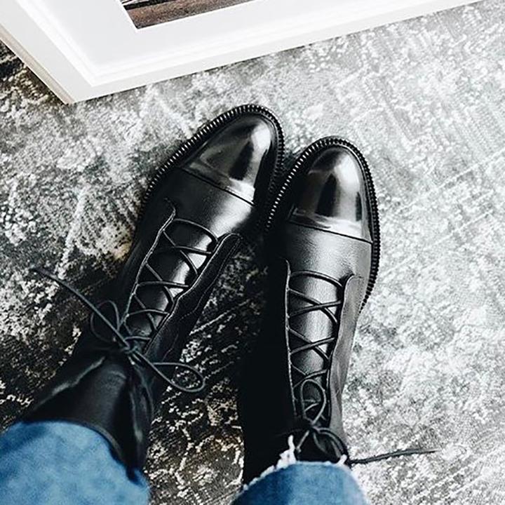 Sophia - Women's Lace-Up Leather Ankle Boots - photo 8