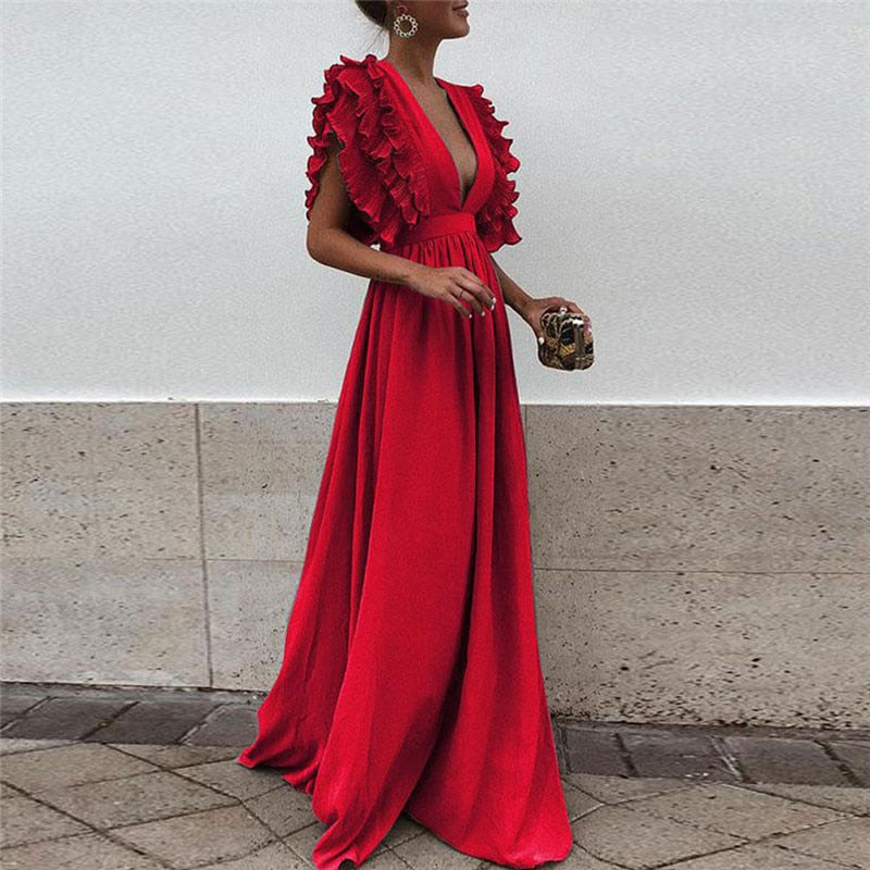 Ariella - Elegant Ruffle Sleeve Maxi Dress - photo 5