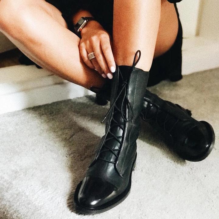 Sophia - Women's Lace-Up Leather Ankle Boots - photo 11