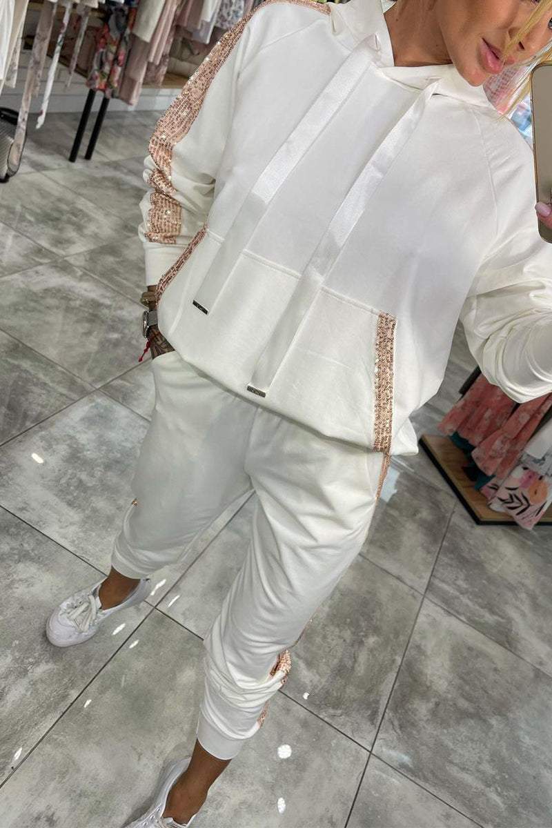 Women's Hooded Two-Piece Set - White