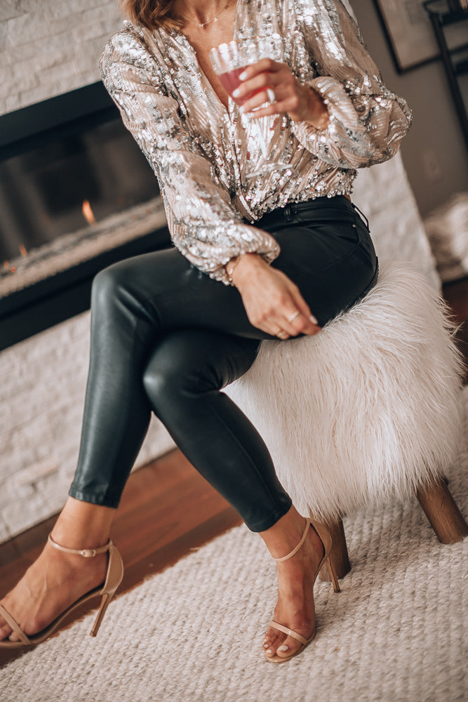 Alicia - Women's Sequin Blouse with Long Sleeves
