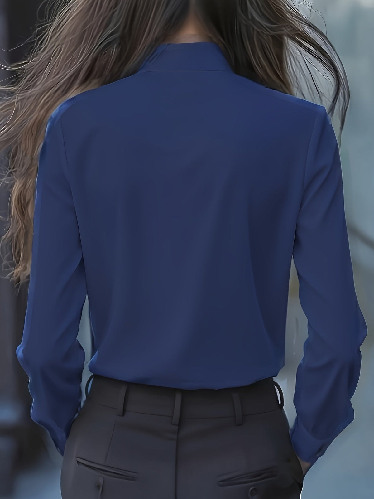 Elsie - Women's Ruffle Blouse with Tie Neck