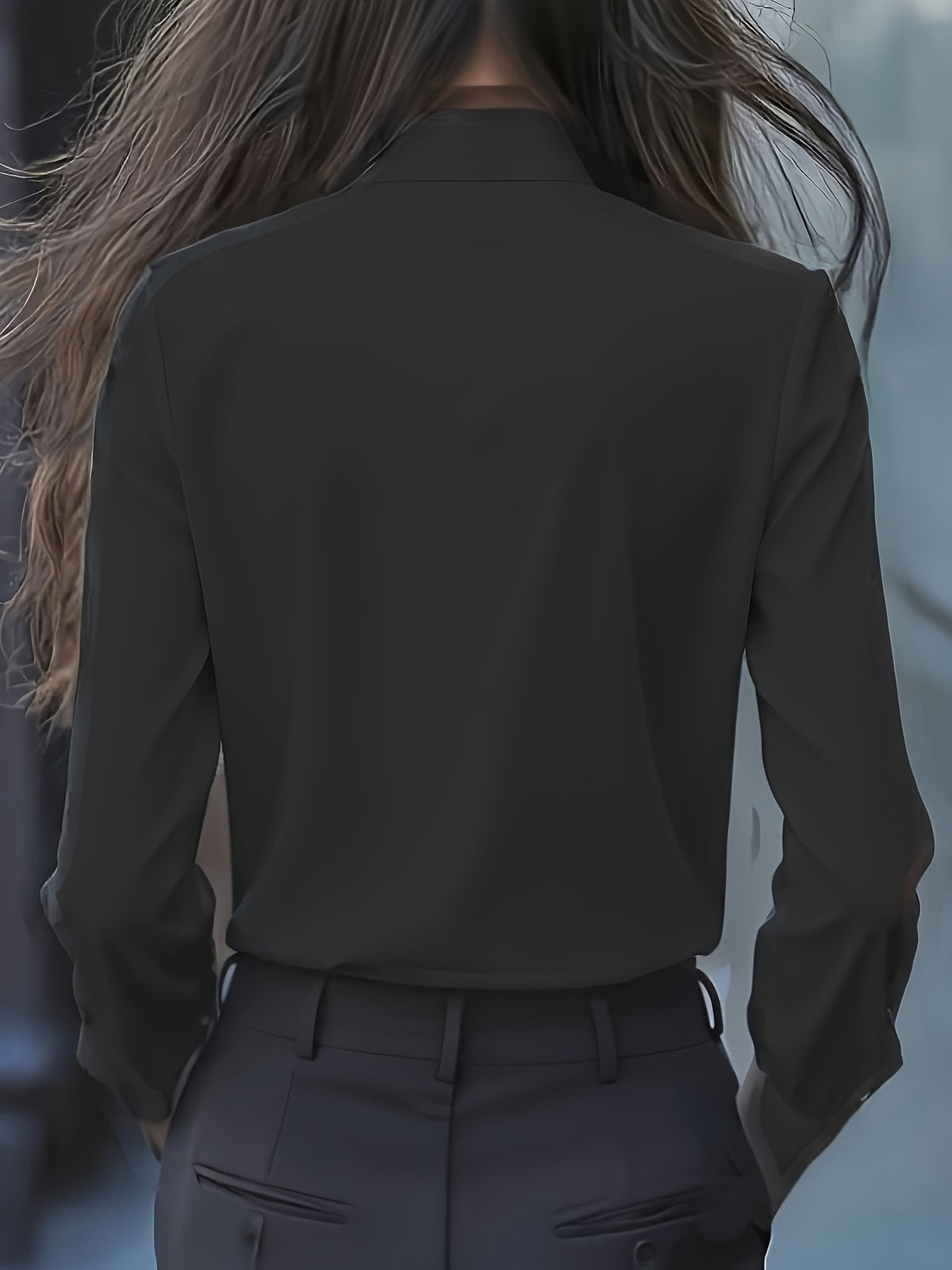 Elsie - Women's Ruffle Blouse with Tie Neck