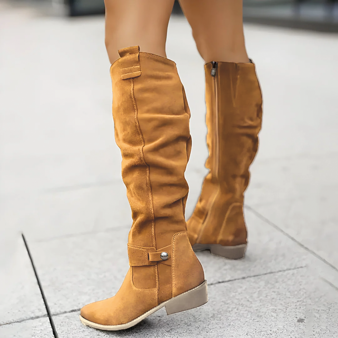 Women's Suede Knee High Boots - photo 6