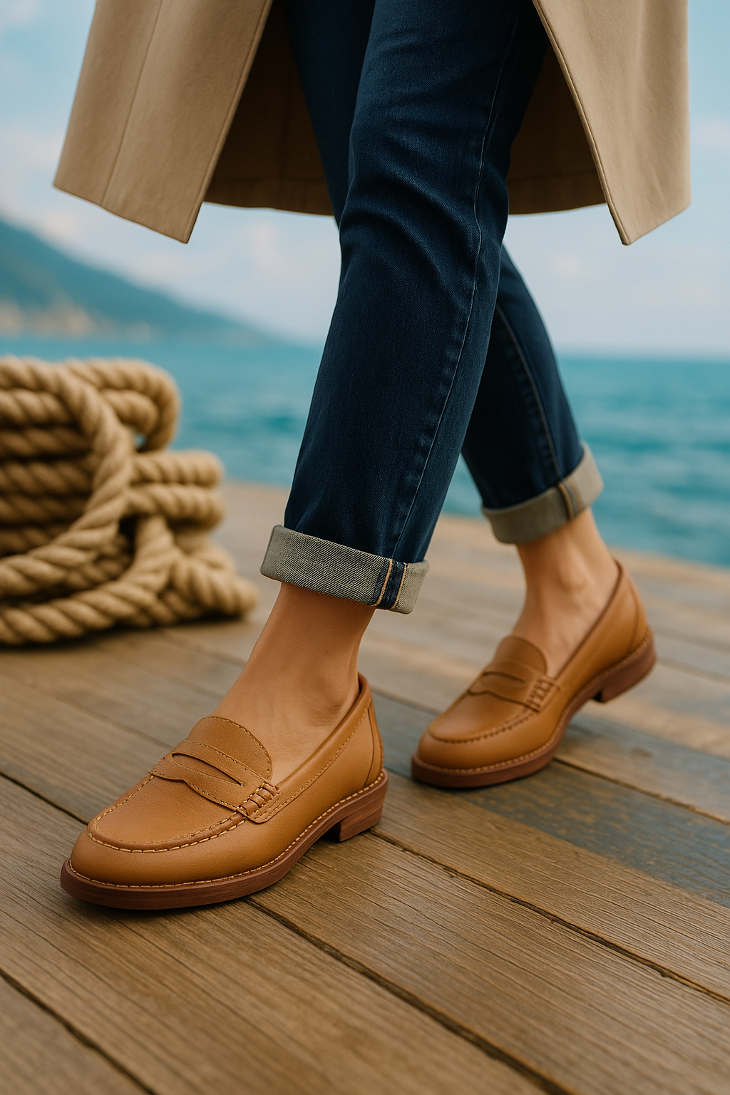 Nerina - Women's Penny Loafers with Flat Sole