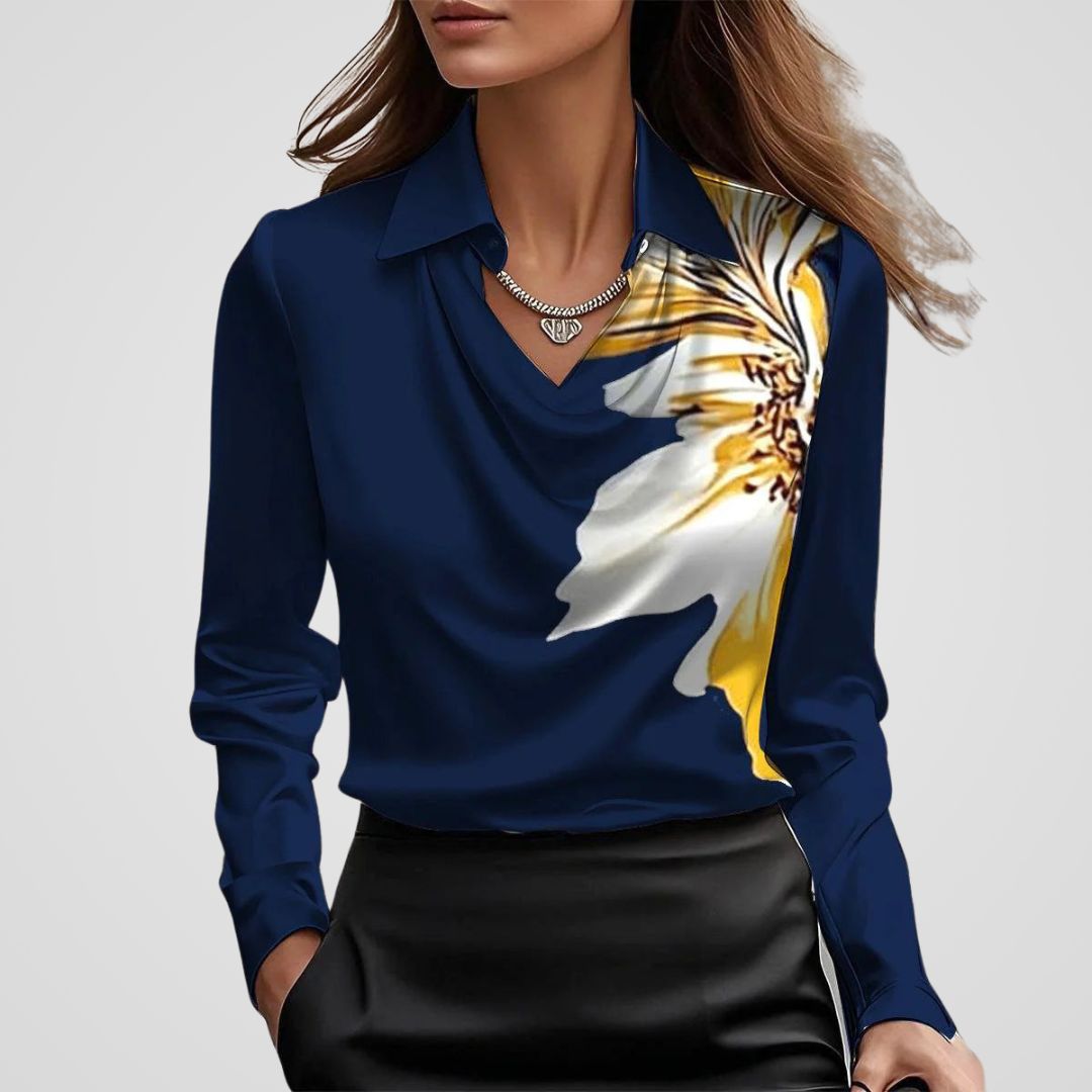 Isabella | Women’s Elegant Satin Flowing Neckline Blouse Top - photo 7