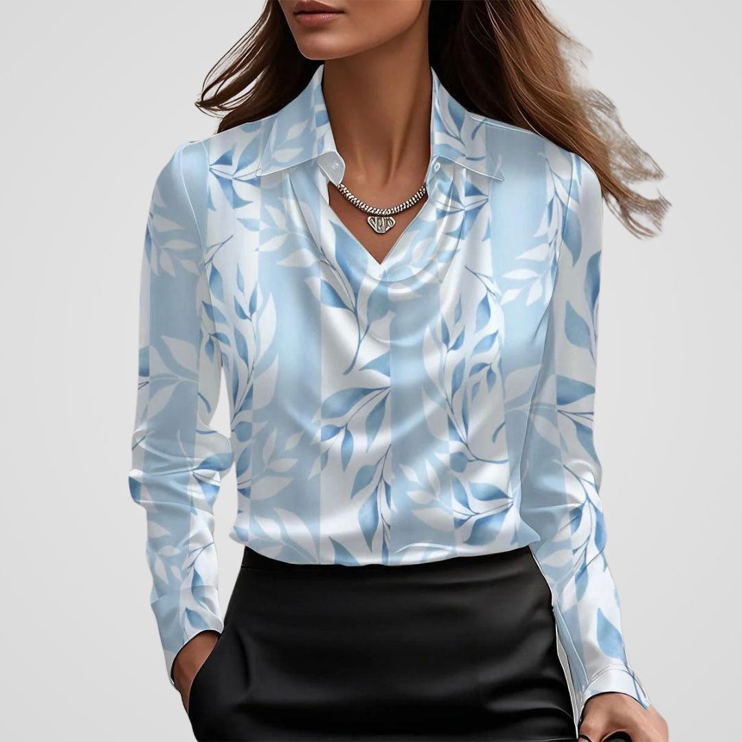 Isabella | Women’s Elegant Satin Flowing Neckline Blouse Top - photo 8