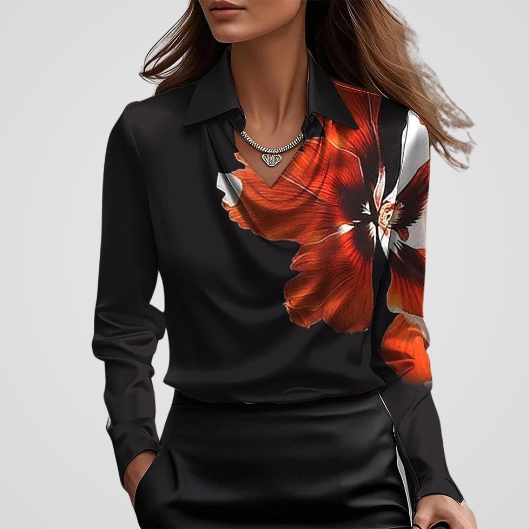 Isabella | Women’s Elegant Satin Flowing Neckline Blouse Top - photo 9
