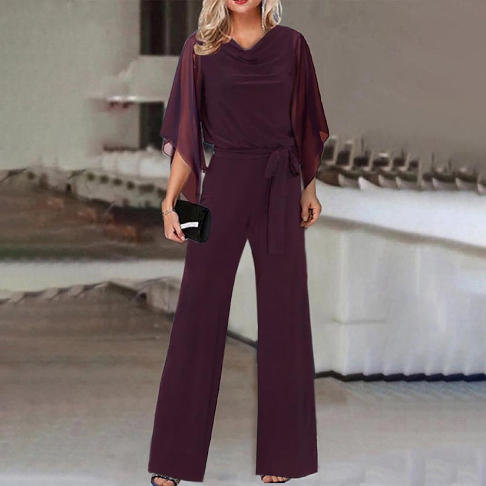Women's Chiffon Sleeve Wide Leg Wedding Guest Jumpsuit - photo 5