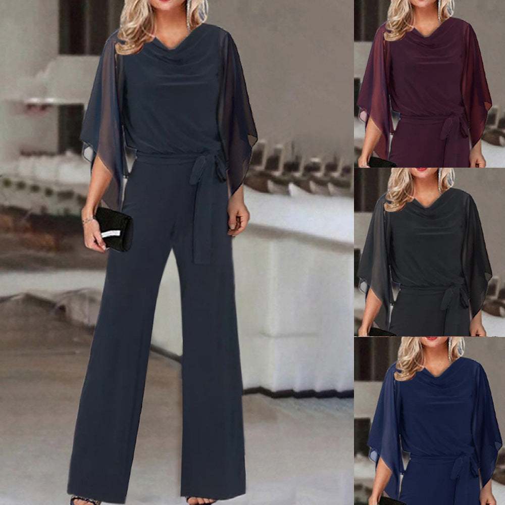 Women's Chiffon Sleeve Wide Leg Wedding Guest Jumpsuit - photo 10