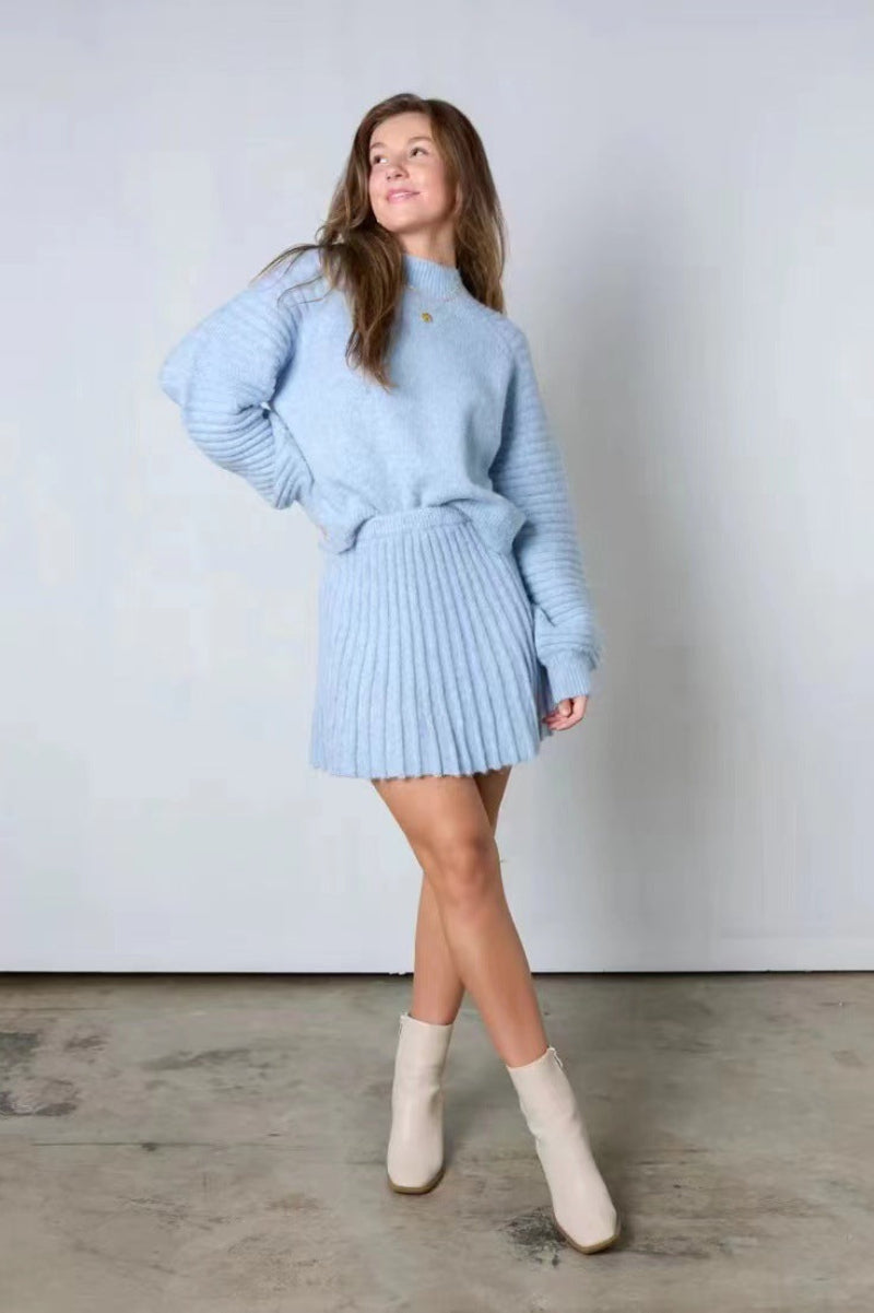 Lena - Women's Knit Set with Long-Sleeve Top and Mini Skirt