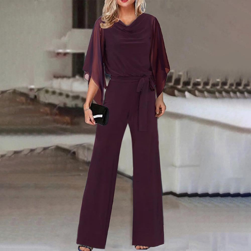 Women's Chiffon Sleeve Wide Leg Wedding Guest Jumpsuit - photo 9
