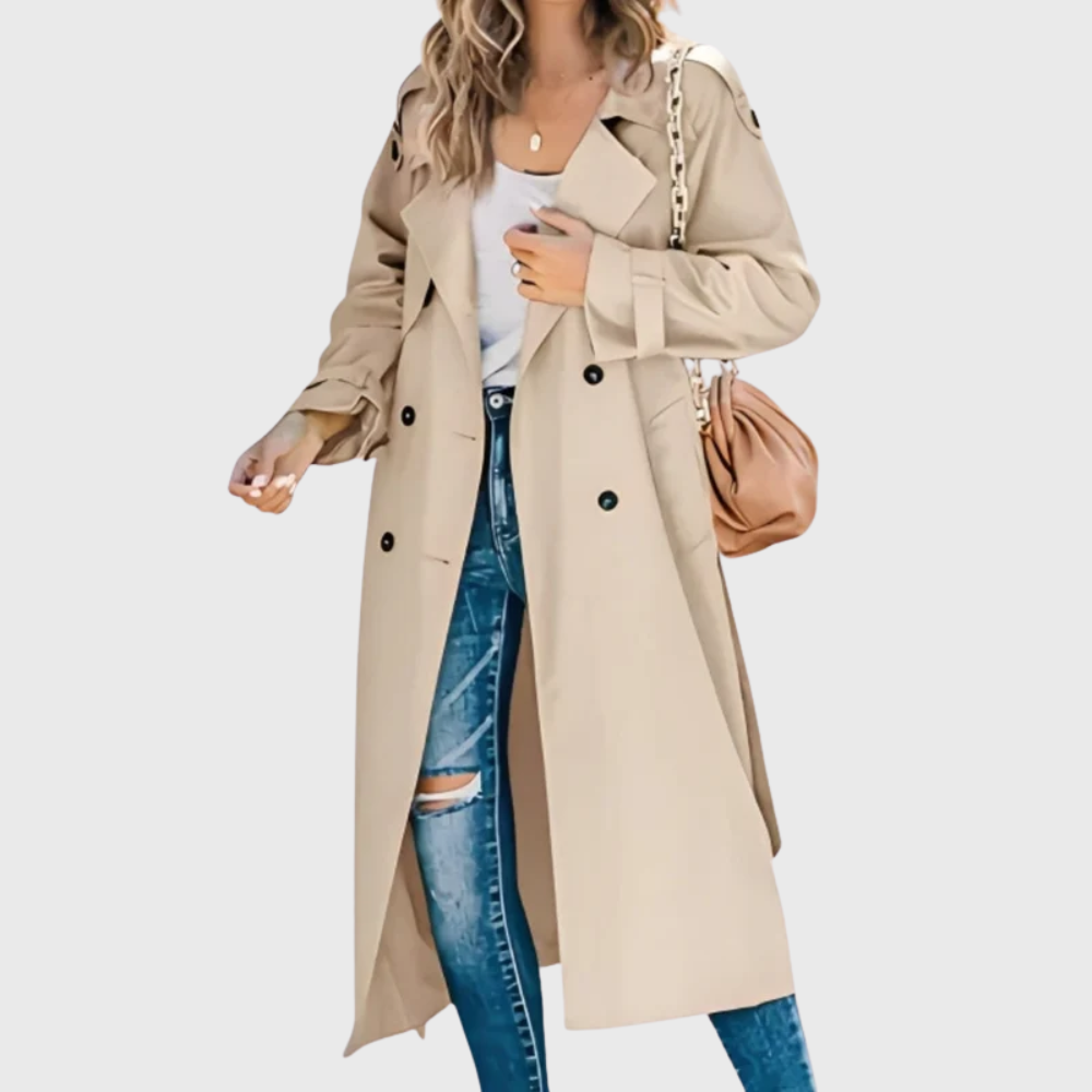 Women's Lightweight Water Resistant Trench Coat with Belt - photo 2